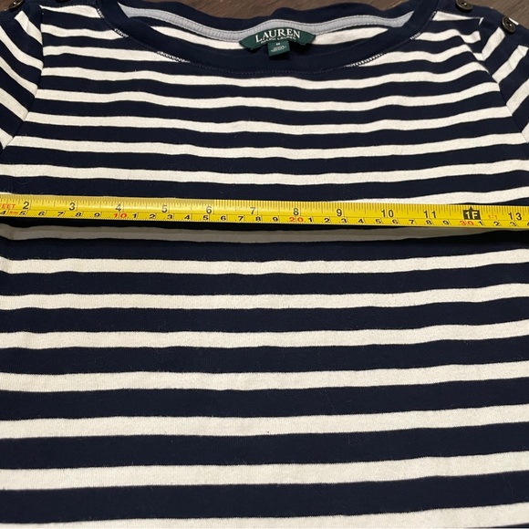 Lauren Ralph Lauren Blue/White Nautical Button Adored Sleeves Ladies Size M Top - Picture 3 of 6